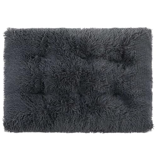 GIBZ Flauschig Hundebett Matte, Warme und Dicke Hundematte, Waschbares Kunstfell Plüsch Katzennest, Hundebett für Kaltes Winterwetter, Dunkelgrau, 3XL(125x85cm) von GIBZ