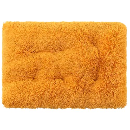 GIBZ Flauschig Hundebett Matte, Warme und Dicke Hundematte, Waschbares Kunstfell Plüsch Katzennest, Hundebett für Kaltes Winterwetter, Gelb, 3XL(125x85cm) von GIBZ