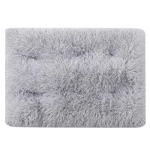 GIBZ Flauschig Hundebett Matte, Warme und Dicke Hundematte, Waschbares Kunstfell Plüsch Katzennest, Hundebett für Kaltes Winterwetter, Grau, 2XL(110x75cm) von GIBZ