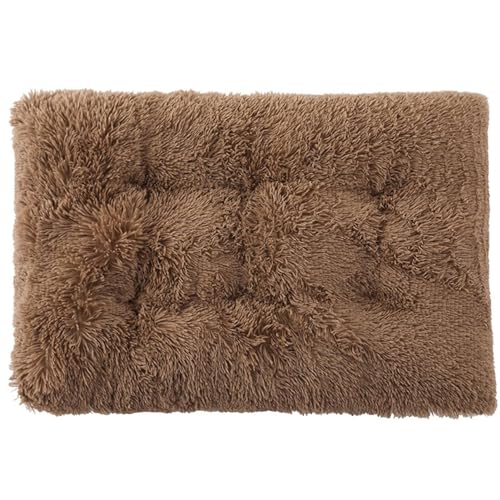 GIBZ Flauschig Hundebett Matte, Warme und Dicke Hundematte, Waschbares Kunstfell Plüsch Katzennest, Hundebett für Kaltes Winterwetter, Khaki, 2XL(110x75cm) von GIBZ