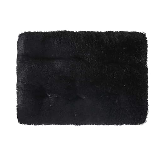 GIBZ Flauschig Hundebett Matte, Warme und Dicke Hundematte, Waschbares Kunstfell Plüsch Katzennest, Hundebett für Kaltes Winterwetter, Schwarz, 3XL(125x85cm) von GIBZ