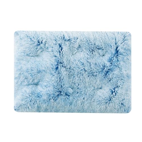 GIBZ Flauschig Hundebett Matte, Warme und Dicke Hundematte, Waschbares Kunstfell Plüsch Katzennest, Hundebett für Kaltes Winterwetter, Tie Dye Blau, L(80x55cm) von GIBZ