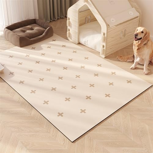 GIBZ Fütterung Matte Großes für Katzen Hunde Napfunterlage Rutschfestes Futternapf Unterlage Kunstleder Futtermatte Wasserdichtes Stil 1 120x180cm von GIBZ