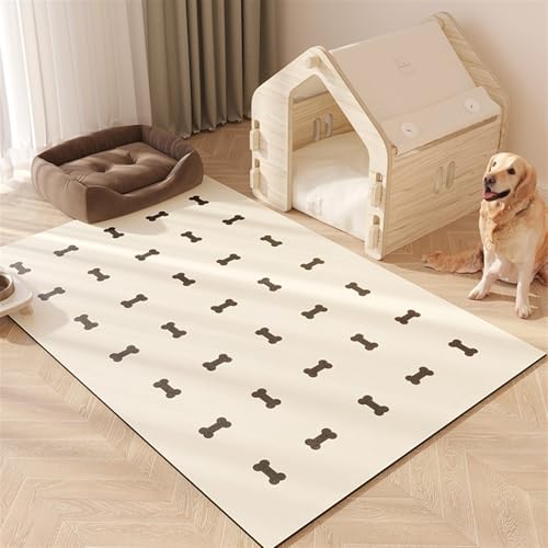 GIBZ Fütterung Matte Großes für Katzen Hunde Napfunterlage Rutschfestes Futternapf Unterlage Kunstleder Futtermatte Wasserdichtes Stil 2 120x180cm von GIBZ