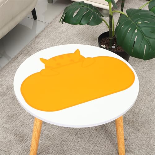 GIBZ Fütterung Matte Silikon für Katzen Hunde Napfunterlage Waschbare Futternapf Unterlage Futtermatte Gelb 45x31cm GIBZ Fütterung Matte Silikon für Katzen Hunde Napfunterlage Waschbare Futternapf Unterlage Futtermatte Gelb 45x31cm von GIBZ