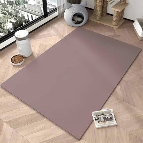 GIBZ Futtermatte Großes für Katzen Hunde Fütterung Matte Dicke 4 mm Kunstleder Napfunterlage Wasserdichtes Futternapf Unterlage Braun 100x200cm von GIBZ
