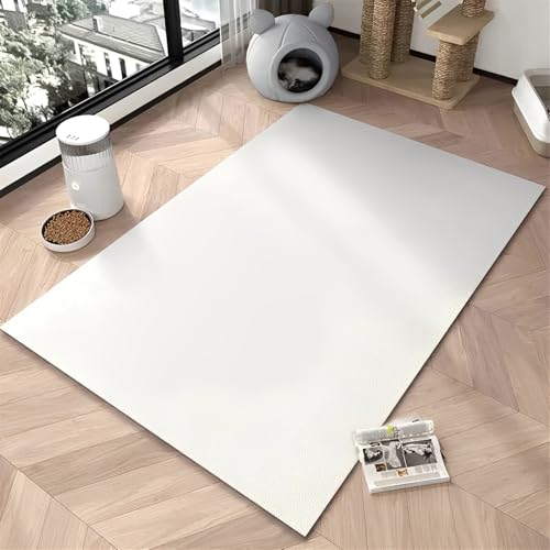 GIBZ Futtermatte Großes für Katzen Hunde Fütterung Matte Dicke 4 mm Kunstleder Napfunterlage Wasserdichtes Futternapf Unterlage Weiß 2 100x200cm von GIBZ