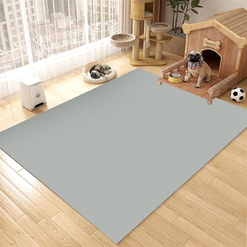 GIBZ Futternapf Unterlage Großes für Katzen Hunde Futtermatte Rutschfestes Kunstleder Fütterung Matte Wasserdichtes Napfunterlage, Dicke 4 mm Graugrün 140x200cm von GIBZ