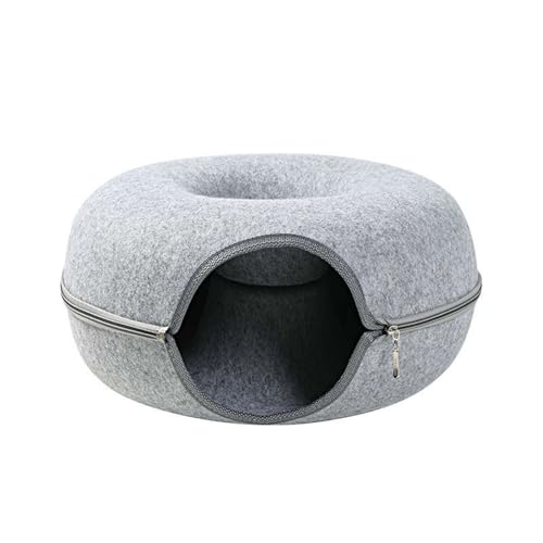 GIBZ Große Katzenhöhle Katzenbett aus Filz in Donut-Form mit Reißverschluss Kuschelhöhle Abnehmbar Bis Zu 30 Pfund für Kätzchen Kleintiere Grau 60x60x30cm GIBZ Große Katzenhöhle Katzenbett aus Filz in Donut-Form mit Reißverschluss Kuschelhöhle Abnehmbar Bis Zu 30 Pfund für Kätzchen Kleintiere Grau 60x60x30cm von GIBZ