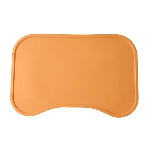 GIBZ HaustierFütterung Matte Silikon Hunde und Katzen Napfunterlage rutschfest Wasserdicht Leicht zu Reinigen Haltbare Napfunterlage Orange 45.5x30cm von GIBZ