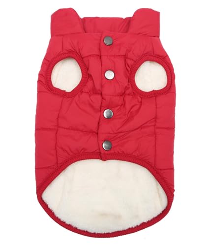 GIBZ Hund Winter Warme Weste Mantel Haustiere Hundemantel Fleece Sherpa Gefütterte Mäntel Hunde Winddichte Gepolsterte Kleidung HundeJacke Rot von GIBZ