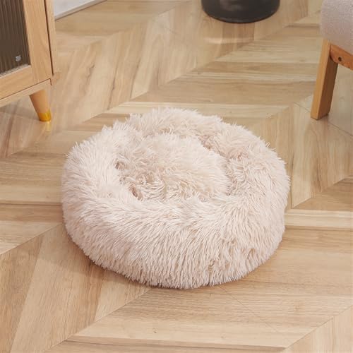 GIBZ Hundebett Rund Flauschig Einfarbig Winter Warm Katzenbett rutschfest Waschbar Haustierbett für Klein Mittelgroß und Groß Beige 80cm GIBZ Hundebett Rund Flauschig Einfarbig Winter Warm Katzenbett rutschfest Waschbar Haustierbett für Klein Mittelgroß und Groß Beige 80cm von GIBZ