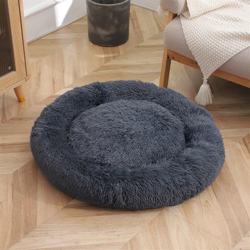 GIBZ Hundebett Rund Flauschig Einfarbig Winter Warm Katzenbett rutschfest Waschbar Haustierbett für Klein Mittelgroß und Groß Dunkel Grau 100cm GIBZ Hundebett Rund Flauschig Einfarbig Winter Warm Katzenbett rutschfest Waschbar Haustierbett für Klein Mittelgroß und Groß Dunkel Grau 100cm von GIBZ