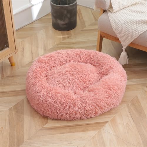 GIBZ Hundebett Rund Flauschig Einfarbig Winter Warm Katzenbett rutschfest Waschbar Haustierbett für Klein Mittelgroß und Groß Dunkel Rosa 80cm GIBZ Hundebett Rund Flauschig Einfarbig Winter Warm Katzenbett rutschfest Waschbar Haustierbett für Klein Mittelgroß und Groß Dunkel Rosa 80cm von GIBZ