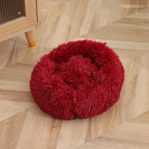 GIBZ Hundebett Rund Flauschig Einfarbig Winter Warm Katzenbett rutschfest Waschbar Haustierbett für Klein Mittelgroß und Groß Rot 40cm GIBZ Hundebett Rund Flauschig Einfarbig Winter Warm Katzenbett rutschfest Waschbar Haustierbett für Klein Mittelgroß und Groß Rot 40cm von GIBZ