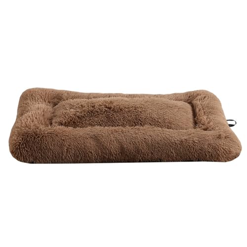 GIBZ Hundebett für Käfig Einfarbig Flauschig Weich Rechteckig Nicht Abnehmbar Katzenbett rutschfest Haustierbett für Klein Mittelgroß und Groß Braun 60x40x7cm von GIBZ