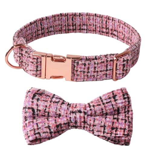 GIBZ Hundehalsband Cord, Verstellbare mit Fliege Metallschnalle, Weich Komfort Halsband für Große Mittel Kleine Hunde Katzen, Rosa, L GIBZ Hundehalsband Cord, Verstellbare mit Fliege Metallschnalle, Weich Komfort Halsband für Große Mittel Kleine Hunde Katzen, Rosa, L von GIBZ