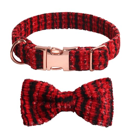 GIBZ Hundehalsband Cord, Verstellbare mit Fliege Metallschnalle, Weich Komfort Halsband für Große Mittel Kleine Hunde Katzen, Rot, L GIBZ Hundehalsband Cord, Verstellbare mit Fliege Metallschnalle, Weich Komfort Halsband für Große Mittel Kleine Hunde Katzen, Rot, L von GIBZ