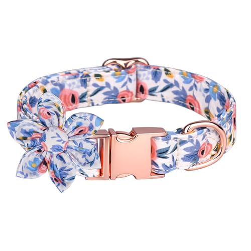 GIBZ Hundehalsband Verstellbare, mit Abnehmbarer Fliege Blumen Set, Weich Halsband für Große, Mittelgroße und Kleine Hunde, Blau-A, L GIBZ Hundehalsband Verstellbare, mit Abnehmbarer Fliege Blumen Set, Weich Halsband für Große, Mittelgroße und Kleine Hunde, Blau-A, L von GIBZ