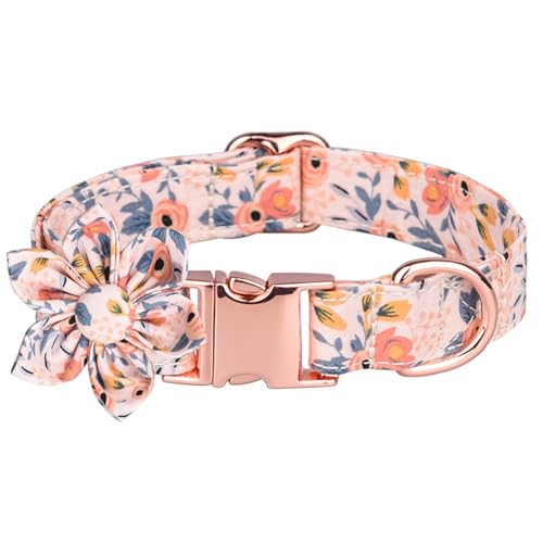 GIBZ Hundehalsband Verstellbare, mit Abnehmbarer Fliege Blumen Set, Weich Halsband für Große, Mittelgroße und Kleine Hunde, Orange-A, L GIBZ Hundehalsband Verstellbare, mit Abnehmbarer Fliege Blumen Set, Weich Halsband für Große, Mittelgroße und Kleine Hunde, Orange-A, L von GIBZ