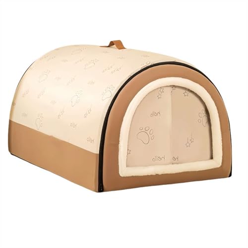 GIBZ Hundehausbett für Kleine Hunde Winter Warm Abnehmbare Katzenbett mit Türvorhang Rutschfestes Haustierbett für Mittelgroße und Große Hunde Dunkel Braun 75x50x50cm GIBZ Hundehausbett für Kleine Hunde Winter Warm Abnehmbare Katzenbett mit Türvorhang Rutschfestes Haustierbett für Mittelgroße und Große Hunde Dunkel Braun 75x50x50cm von GIBZ