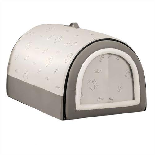 GIBZ Hundehausbett für Kleine Hunde Winter Warm Abnehmbare Katzenbett mit Türvorhang Rutschfestes Haustierbett für Mittelgroße und Große Hunde Grau 60x45x40cm GIBZ Hundehausbett für Kleine Hunde Winter Warm Abnehmbare Katzenbett mit Türvorhang Rutschfestes Haustierbett für Mittelgroße und Große Hunde Grau 60x45x40cm von GIBZ