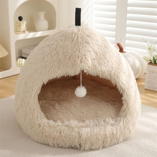 GIBZ Hundehütte aus Plüsch mit Weicher Einlage, Warmes Haustierkissen, Gemütliches Hundebett zum Schlafen, Beige, 63×63×50cm GIBZ Hundehütte aus Plüsch mit Weicher Einlage, Warmes Haustierkissen, Gemütliches Hundebett zum Schlafen, Beige, 63×63×50cm von GIBZ