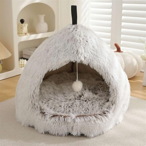 GIBZ Hundehütte aus Plüsch mit Weicher Einlage, Warmes Haustierkissen, Gemütliches Hundebett zum Schlafen, Braun, 58×58×47cm GIBZ Hundehütte aus Plüsch mit Weicher Einlage, Warmes Haustierkissen, Gemütliches Hundebett zum Schlafen, Braun, 58×58×47cm von GIBZ