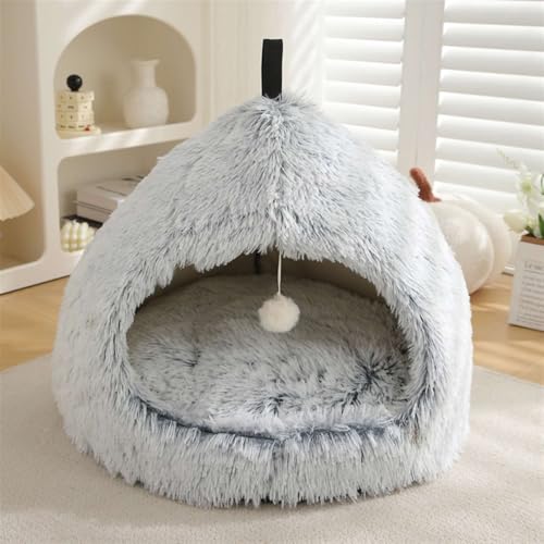 GIBZ Hundehütte aus Plüsch mit Weicher Einlage, Warmes Haustierkissen, Gemütliches Hundebett zum Schlafen, Grau, 58×58×47cm GIBZ Hundehütte aus Plüsch mit Weicher Einlage, Warmes Haustierkissen, Gemütliches Hundebett zum Schlafen, Grau, 58×58×47cm von GIBZ