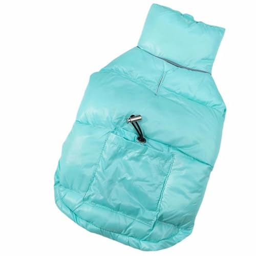 GIBZ Hundemantel Winter, Wasserdicht Hunde Weste mit Winddichter Tasche, Warme Kleidung für Kleine und Große Haustier Outdoor, Blau, M von GIBZ