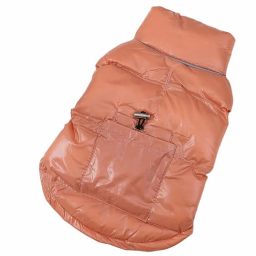 GIBZ Hundemantel Winter, Wasserdicht Hunde Weste mit Winddichter Tasche, Warme Kleidung für Kleine und Große Haustier Outdoor, Rosa, L von GIBZ