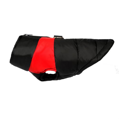 GIBZ Hundemantel Winter Outdoor, Warme Hundejacke mit Geschirr Wasserdicht Winddicht, Weste für Kleine, Mittelgroße Haustier, Rot, L von GIBZ