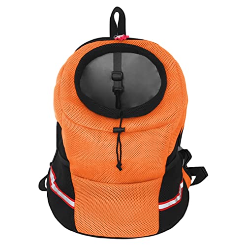GIBZ Hunderucksack Katzenrucksack Atmungsaktive UmhäNgetasche Mit Kordelzug Aus Mesh Reflektierende Bequeme Reisetasche Für Haustiere Orange XL von GIBZ