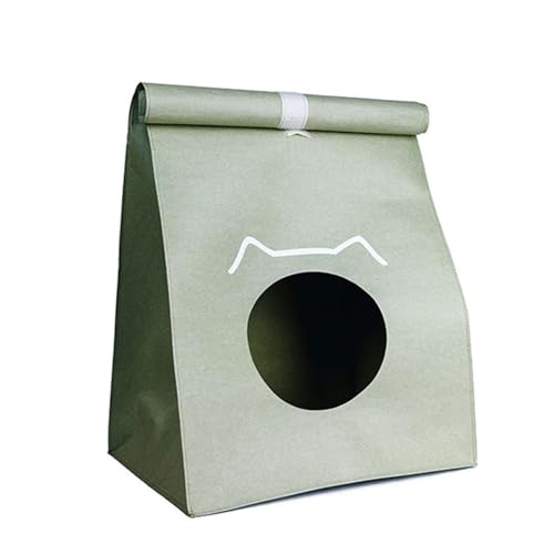 GIBZ Kraftpapier Katzenbett für Indoor Versteck Leicht und Waschbar Katzennest Niedliches Design Haustierhaus, Grün GIBZ Kraftpapier Katzenbett für Indoor Versteck Leicht und Waschbar Katzennest Niedliches Design Haustierhaus, Grün von GIBZ