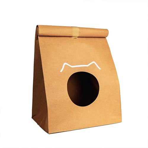 GIBZ Kraftpapier Katzenbett für Indoor Versteck Leicht und Waschbar Katzennest Niedliches Design Haustierhaus, Khaki GIBZ Kraftpapier Katzenbett für Indoor Versteck Leicht und Waschbar Katzennest Niedliches Design Haustierhaus, Khaki von GIBZ