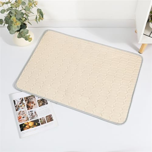 GIBZ Kühlmatte für Hunde, Waschbar selbstkühlend Kälte Hundematte, rutschfest Hunde kühlmatte für Sommer, für zuhause unterwegs oder im Auto, Beige, 90x70cm GIBZ Kühlmatte für Hunde, Waschbar selbstkühlend Kälte Hundematte, rutschfest Hunde kühlmatte für Sommer, für zuhause unterwegs oder im Auto, Beige, 90x70cm von GIBZ