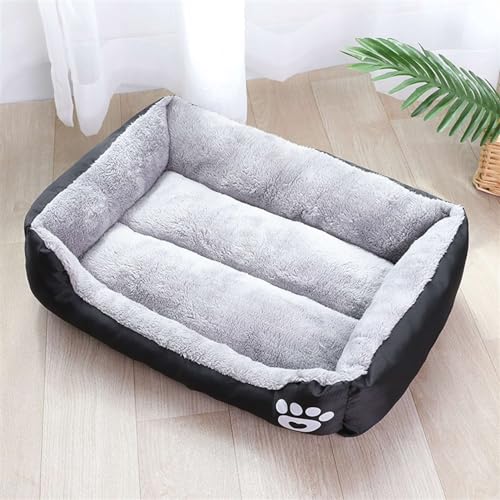 GIBZ Kurzflor Schlafbett für Hunde, Waschbar Orthopädisch Nest, Warm Katzenbett, Langlebige Haustiercouch mit Memory Foam, Schwarz, L(80x65x17cm) von GIBZ