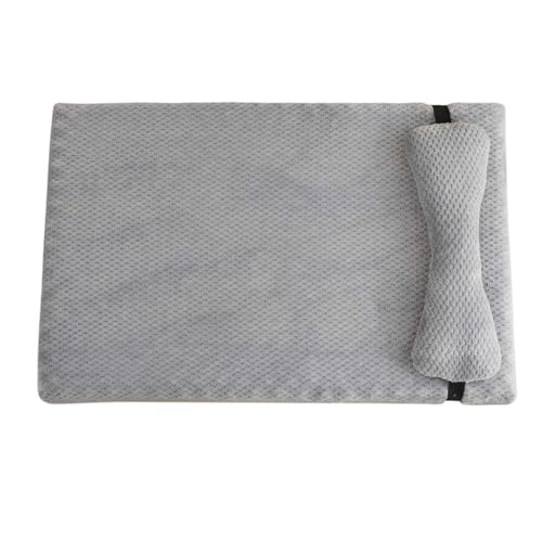 GIBZ Memory Foam Hundebett mit Kissen, Waschbares Haustierkissen mit Abnehmbarem Bezug, Schlafunterlage für Katze, Grau, 75×50cm von GIBZ