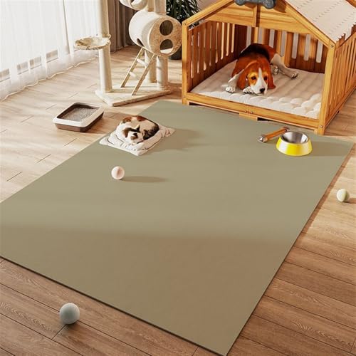 GIBZ Napfunterlage Großes Kunstleder für Katzen Hunde Futternapf Unterlage Wasserdichtes Futtermatte Rutschfestes Fütterung Matte, Dicke 3.5 mm Grün 140x200cm von GIBZ