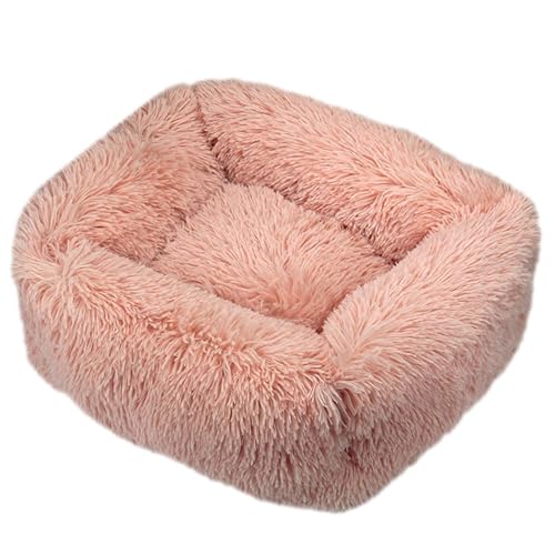 GIBZ Quadratisches Flauschig Hundebett, Warmer Katzennest, Plüsch Nest aus Kunstfell, für Kleine, Mittelgroße und Große Hunde und Katzen, Errötendes Rosa, 2XL(110x90cm) von GIBZ