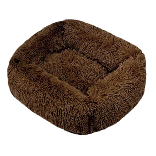 GIBZ Quadratisches Flauschig Hundebett, Warmer Katzennest, Plüsch Nest aus Kunstfell, für Kleine, Mittelgroße und Große Hunde und Katzen, Kaffee, 2XL(110x90cm) von GIBZ