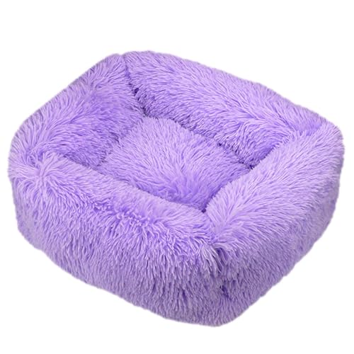 GIBZ Quadratisches Flauschig Hundebett, Warmer Katzennest, Plüsch Nest aus Kunstfell, für Kleine, Mittelgroße und Große Hunde und Katzen, Lila, XL(95x75cm) von GIBZ