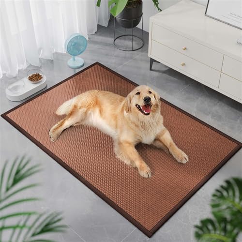 GIBZ Rattan Weberei Hundematte für den Sommer Kausichere und Atmungsaktive Hundebett rutschfeste Katzenunterlage, Braun, 80x120cm GIBZ Rattan Weberei Hundematte für den Sommer Kausichere und Atmungsaktive Hundebett rutschfeste Katzenunterlage, Braun, 80x120cm von GIBZ