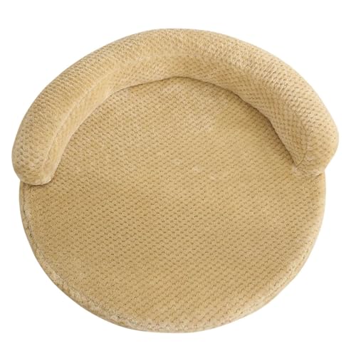 GIBZ Rundes Hundebett mit Kissen, Warmes und Waschbares Haustierkissen, Schlafmatte für Katzen, Hellbraun, 110cm von GIBZ