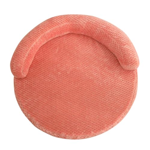 GIBZ Rundes Hundebett mit Kissen, Warmes und Waschbares Haustierkissen, Schlafmatte für Katzen, Rosa, 110cm von GIBZ