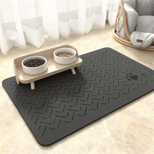 GIBZ Saugfähige Futtermatte für Hunde für Wasserspender, rutschfeste Kieselgur Futterunterlage, Schnelltrocknendes Napfunterlage, Dunkelgrau, 40x60cm GIBZ Saugfähige Futtermatte für Hunde für Wasserspender, rutschfeste Kieselgur Futterunterlage, Schnelltrocknendes Napfunterlage, Dunkelgrau, 40x60cm von GIBZ