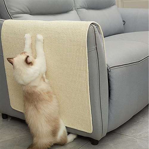 GIBZ Sisal Katze Kratzmatte für Sofa Natürlicher Möbelschutz Kratzteppich Langlebig für Katzen im Innenbereich, Beige, 20×45cm von GIBZ