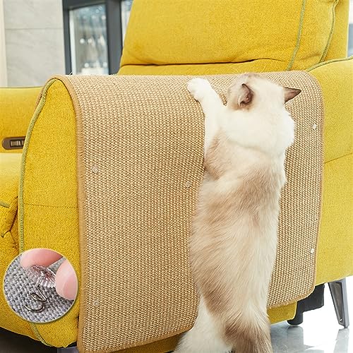 GIBZ Sisal Katze Kratzmatte für Sofa Natürlicher Möbelschutz Kratzteppich Langlebig für Katzen im Innenbereich, Khaki, 30×80cm von GIBZ