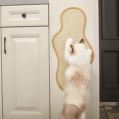 GIBZ Sisal Kratzmatte Möbelschutz für Katzen im Innenbereich Vertikal Rutschfester Kratzteppich Natürlich für Wand Tür, Beige, 30×60cm von GIBZ