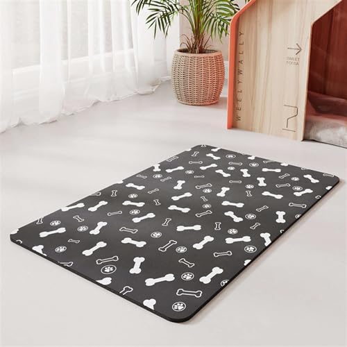 GIBZ Super Saugfähige Napfunterlage für Hund Katzen, Kieselgur Antirutsch Futtermatte, mit Pfoten Motiv, Haustier Fütterung Matte, 50x70cm von GIBZ